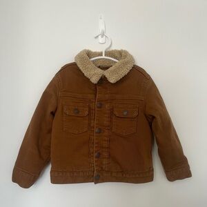 Neutral sherpa lined denim jacket 3 years